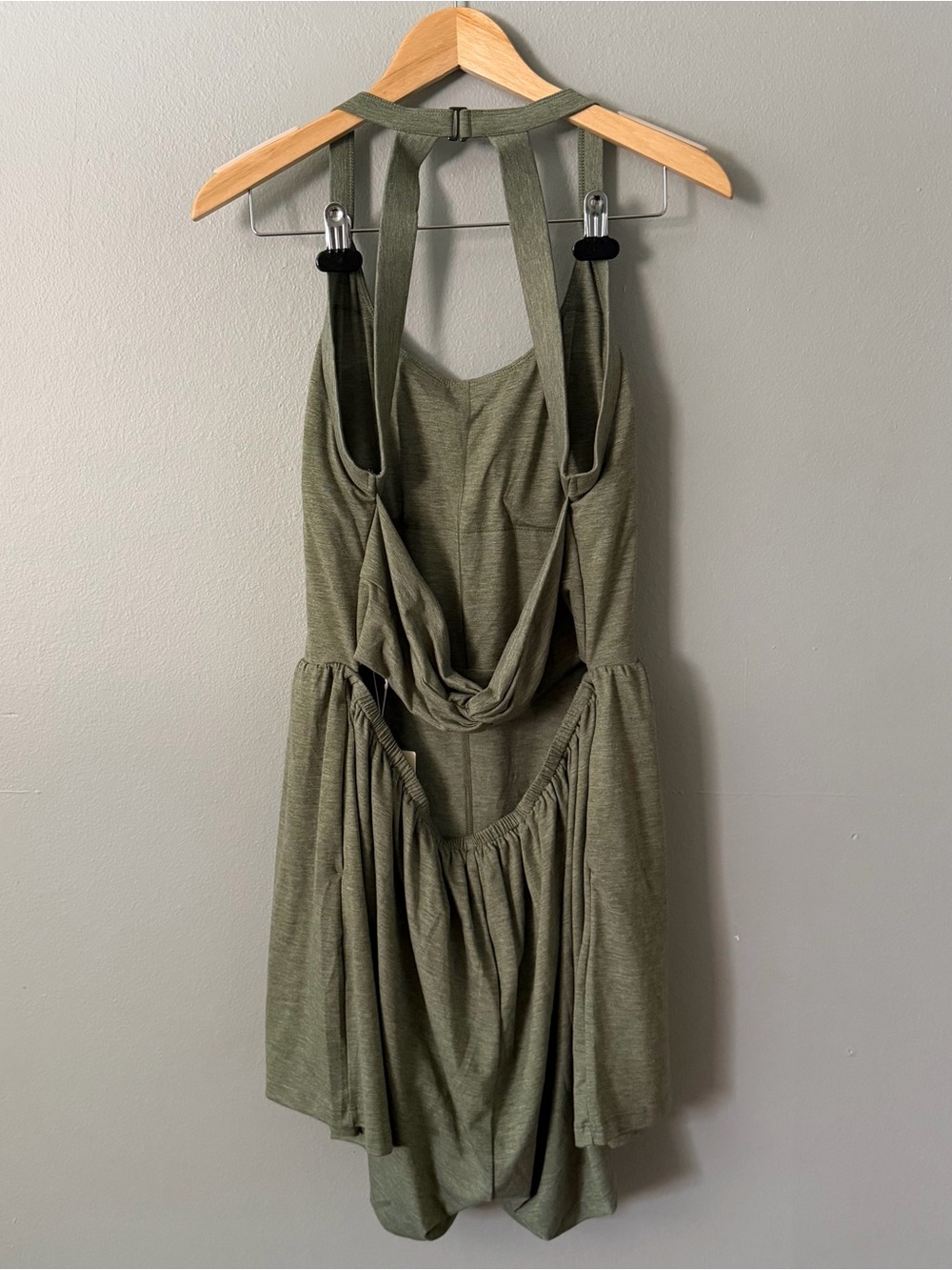Halara Green Athletic Exercise Dress Romper Pockets Built-In Bra & Shorts XL - Picture 7 of 10